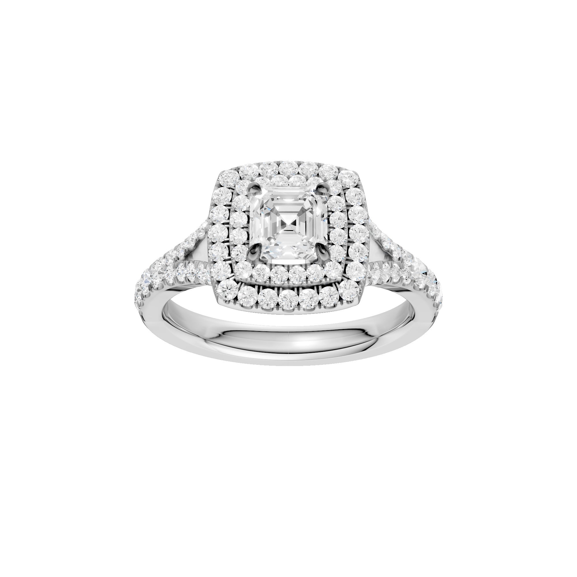 Lab-diamant dobbel rosettring med pavé 1,24 ct F/VS – 9K hvitt gull