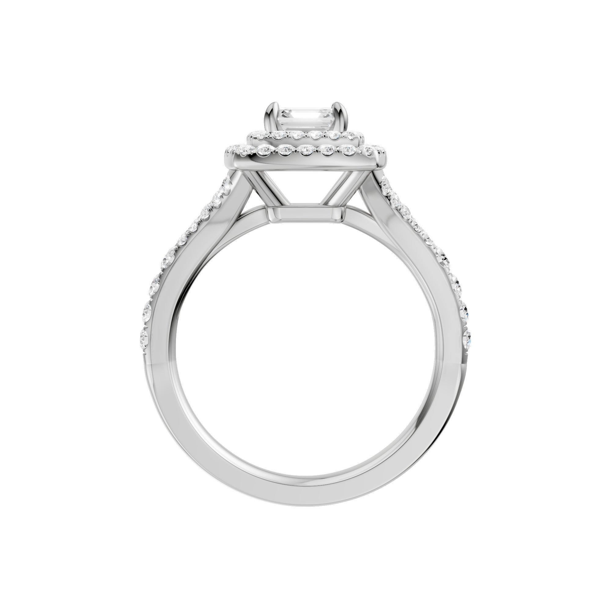 Lab-diamant dobbel rosettring med pavé 1,24 ct F/VS – 9K hvitt gull