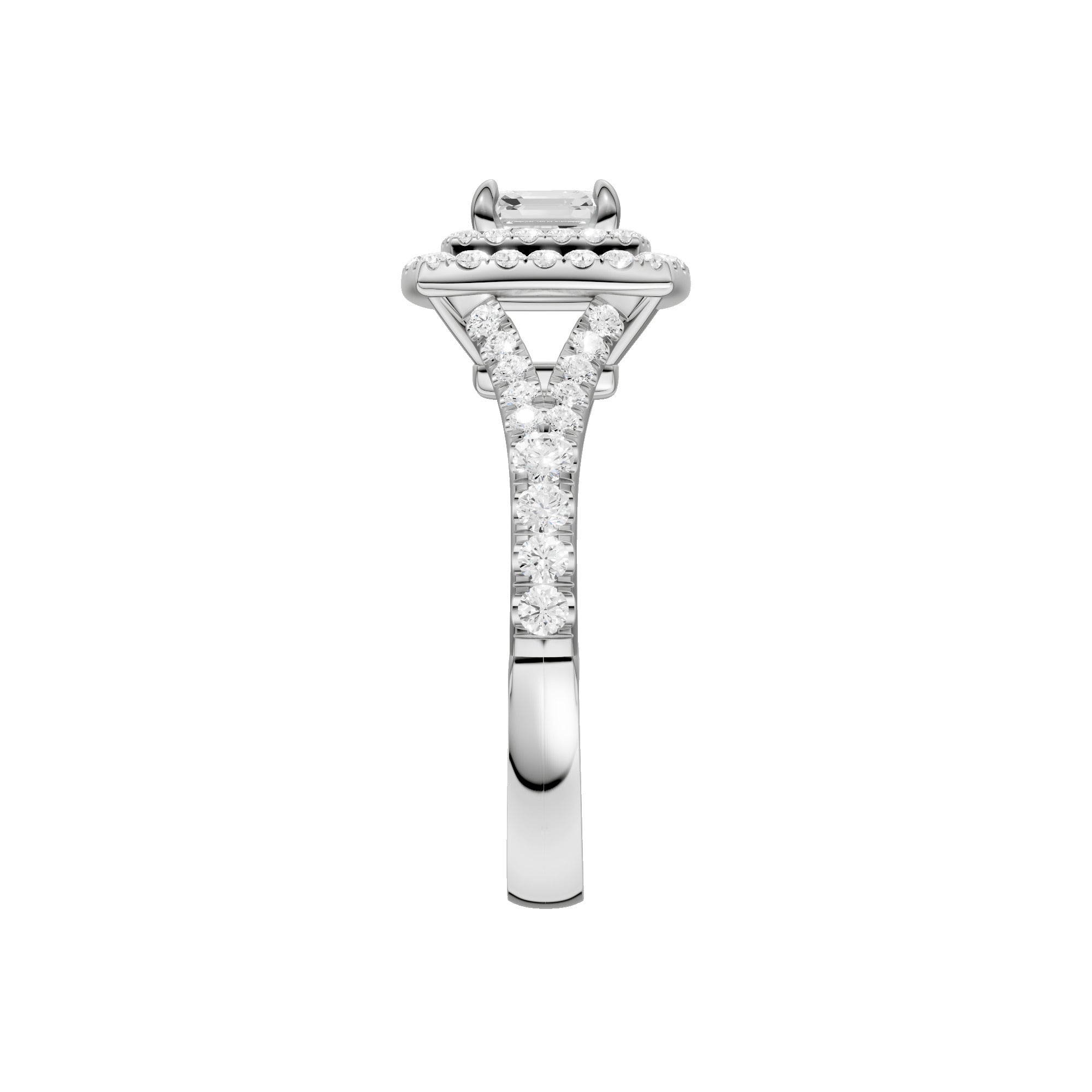 Lab-diamant dobbel rosettring med pavé 1,24 ct F/VS – 9K hvitt gull