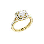 Lab-diamant dobbel rosettring med pavé 1,24 ct F/VS – 9K gult gull