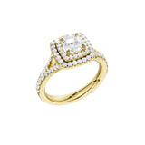 Lab-diamant dobbel rosettring med pavé 1,24 ct F/VS – 9K gult gull