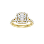 Lab-diamant dobbel rosettring med pavé 1,24 ct F/VS – 9K gult gull