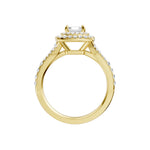 Lab-diamant dobbel rosettring med pavé 1,24 ct F/VS – 9K gult gull