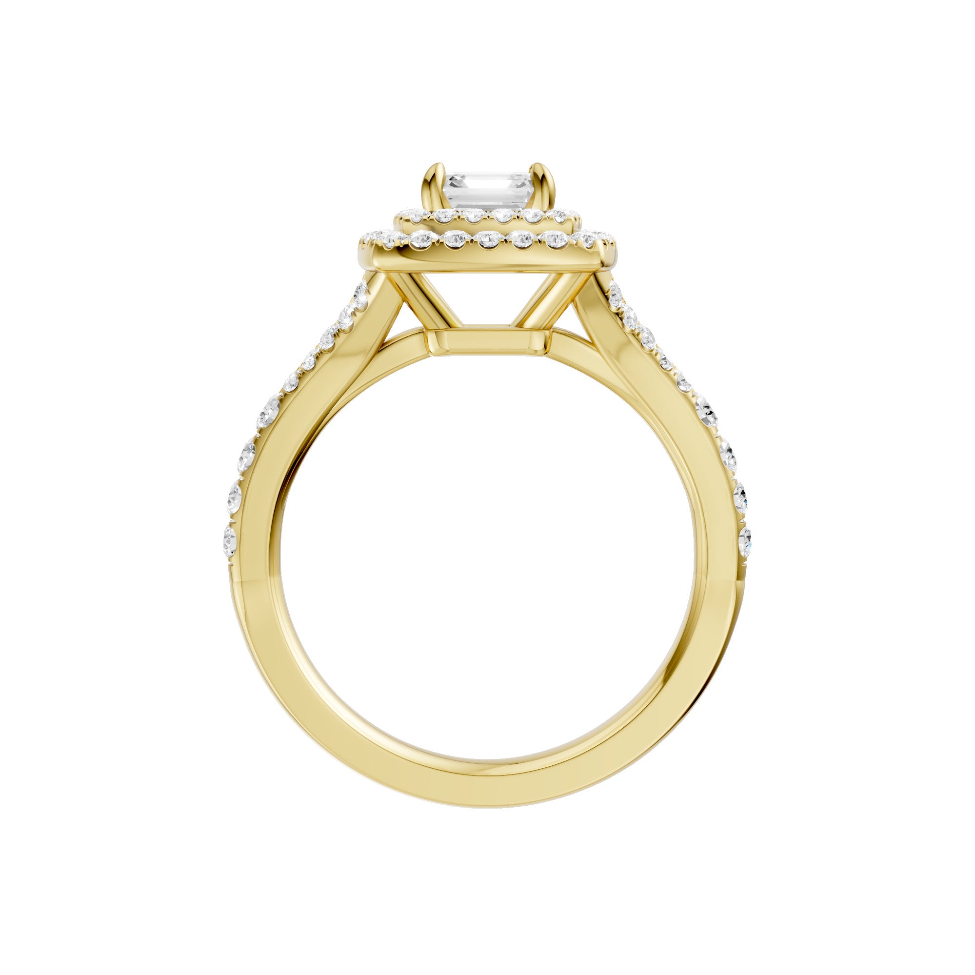 Lab-diamant dobbel rosettring med pavé 1,24 ct F/VS – 9K gult gull