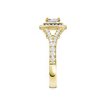 Lab-diamant dobbel rosettring med pavé 1,24 ct F/VS – 9K gult gull