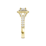 Lab-diamant dobbel rosettring med pavé 1,24 ct F/VS – 9K gult gull