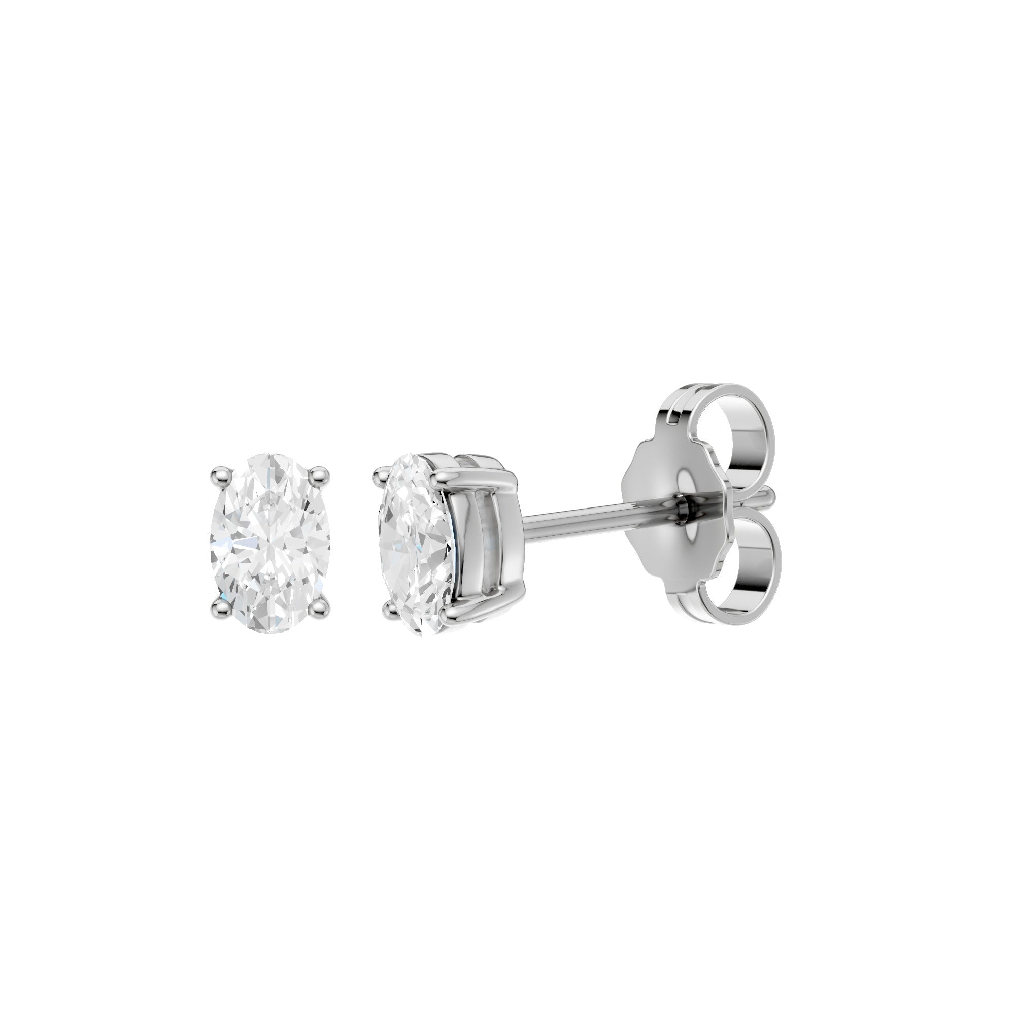Lab-diamant ørestikker oval 0,50 ct F/VS – 9K hvitt gull