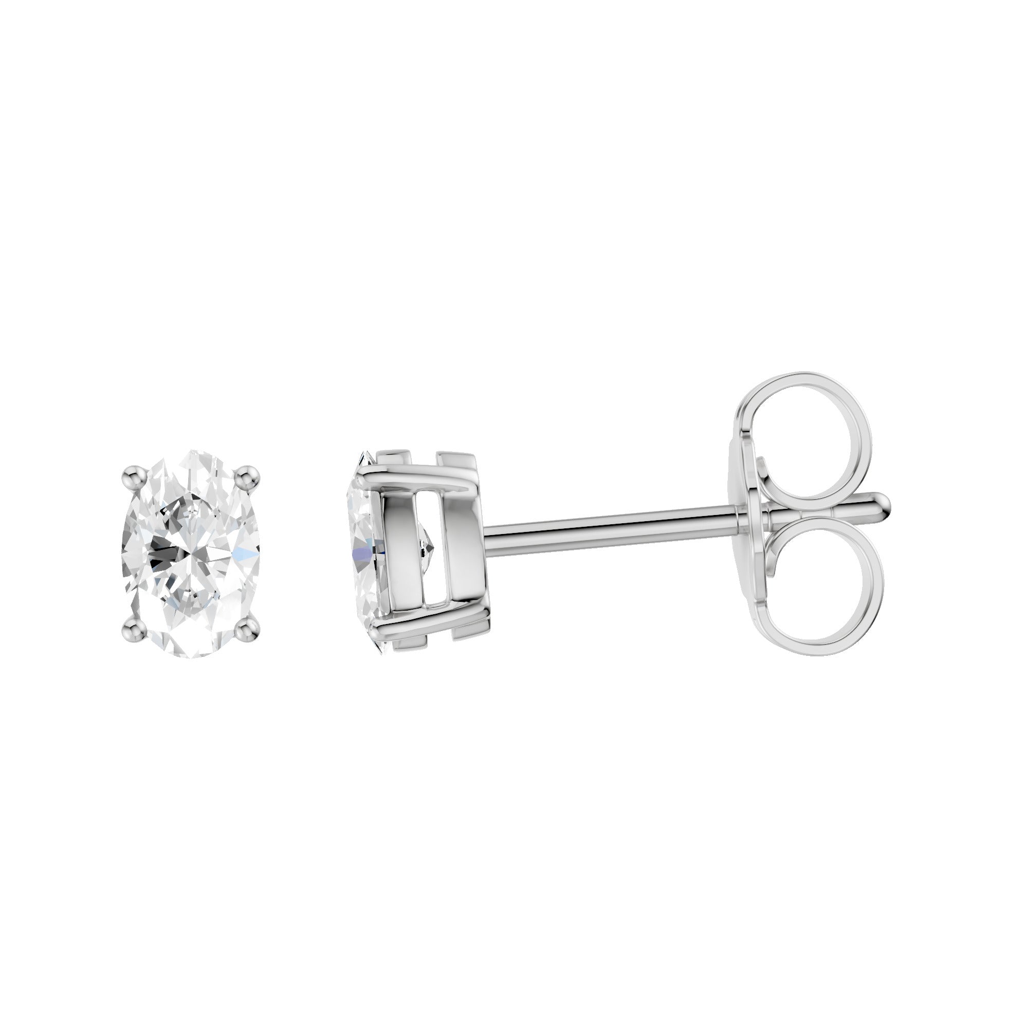 Lab-diamant ørestikker oval 0,50 ct F/VS – 9K hvitt gull