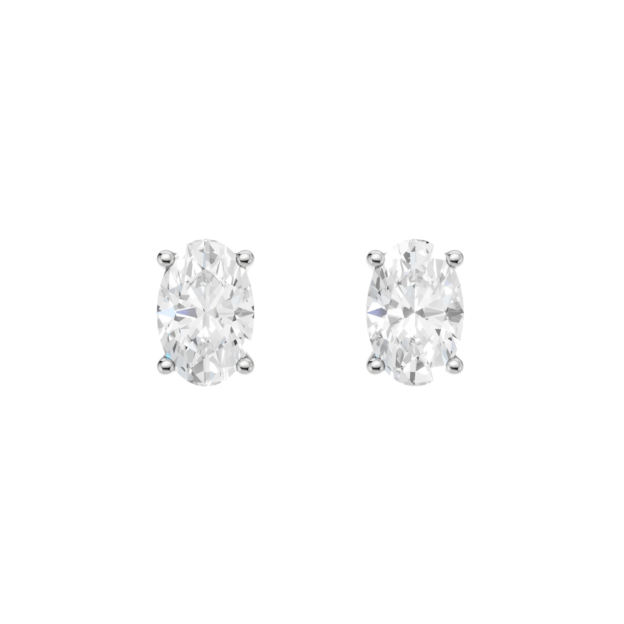 Lab-diamant ørestikker oval 0,50 ct F/VS – 9K hvitt gull