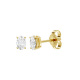 Lab-diamant ørestikker oval 0,50 ct F/VS – 9K gult gull