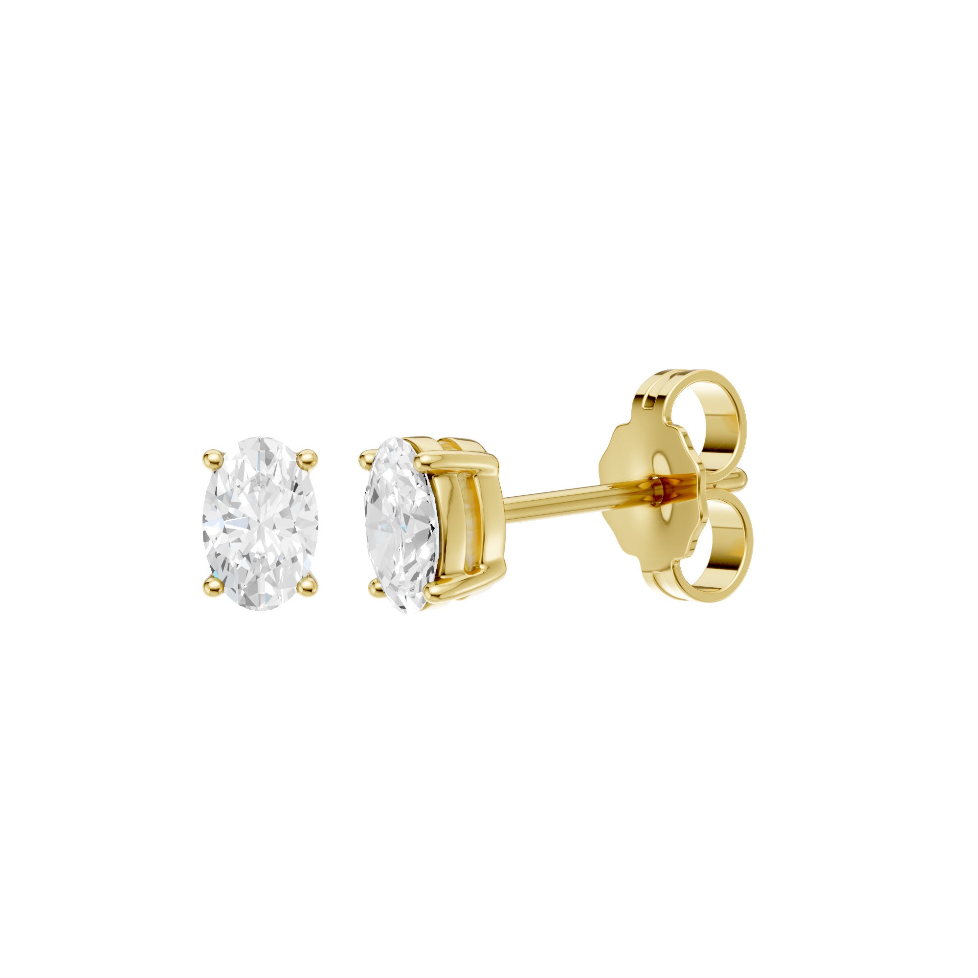 Lab-diamant ørestikker oval 0,50 ct F/VS – 9K gult gull