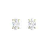 Lab-diamant ørestikker oval 0,50 ct F/VS – 9K gult gull