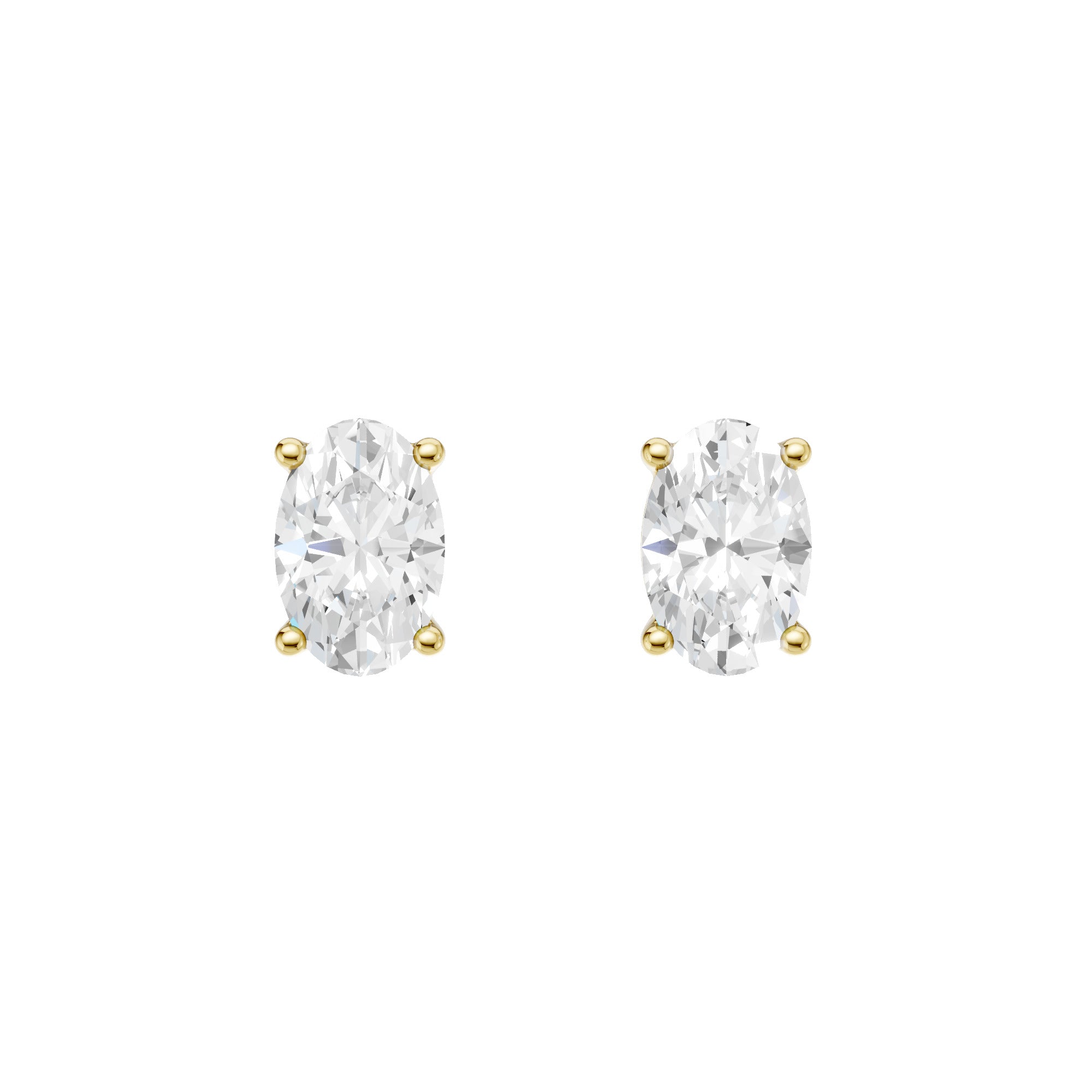 Lab-diamant ørestikker oval 0,50 ct F/VS – 9K gult gull