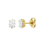 Lab-diamant ørestikker oval 0,80 ct F/VS – 9K gult gull