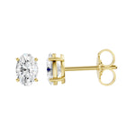 Lab-diamant ørestikker oval 0,80 ct F/VS – 9K gult gull