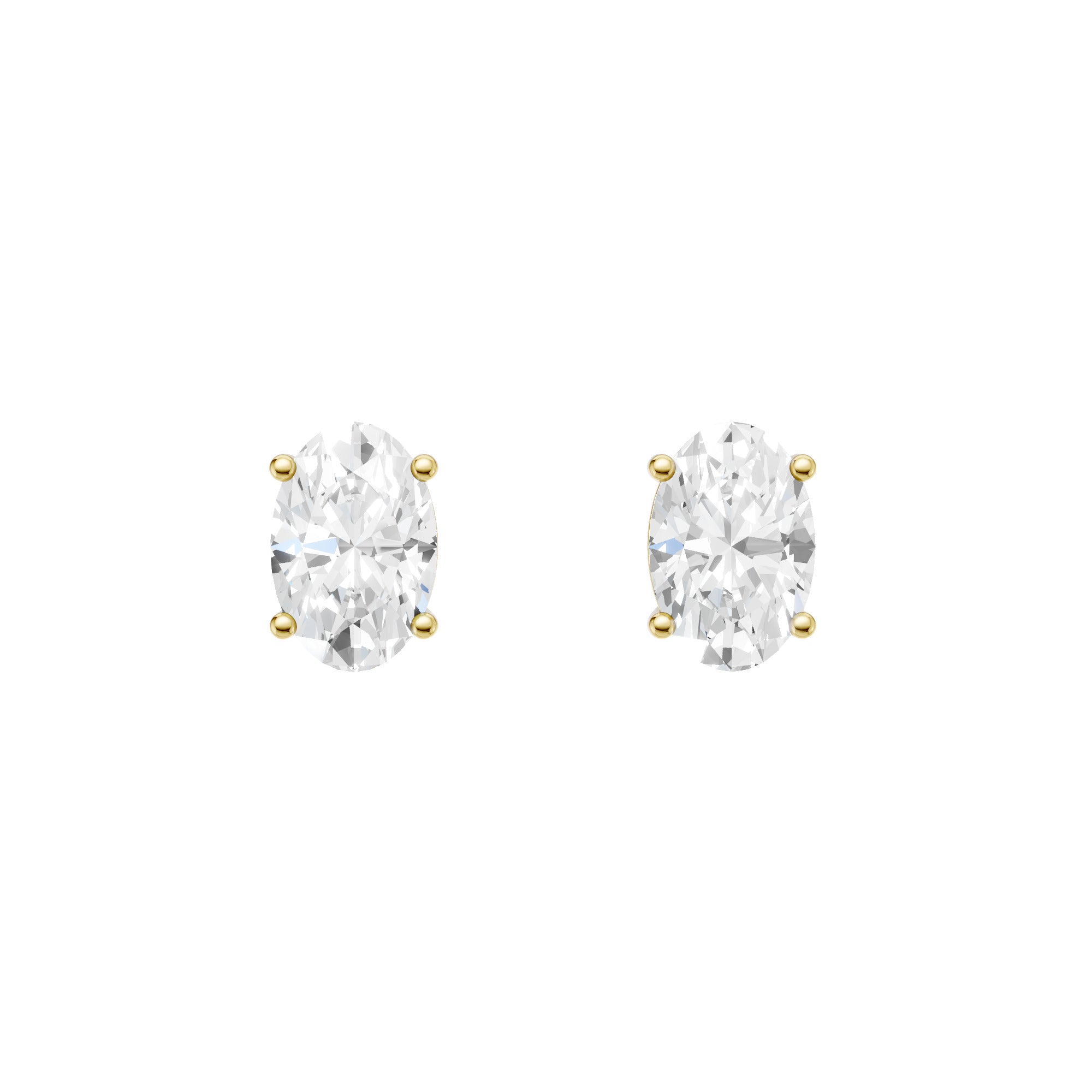 Lab-diamant ørestikker oval 0,80 ct F/VS – 9K gult gull