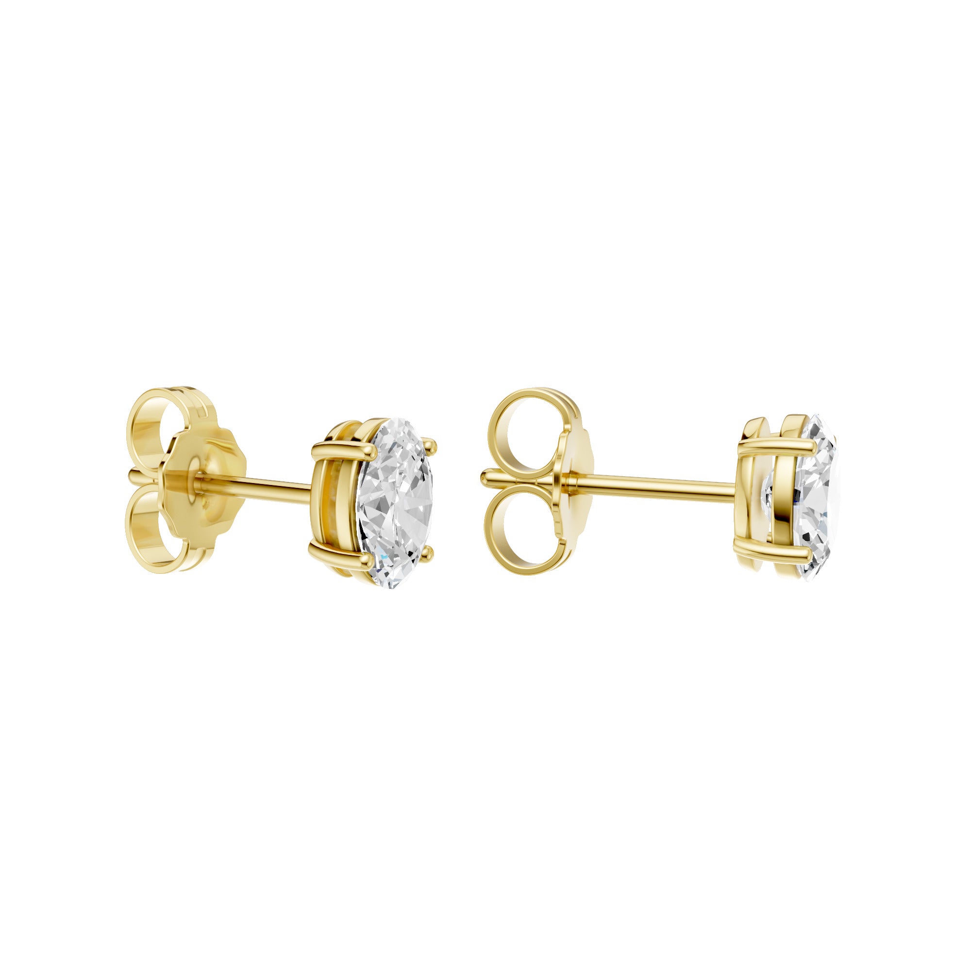 Lab-diamant ørestikker oval 0,80 ct F/VS – 9K gult gull