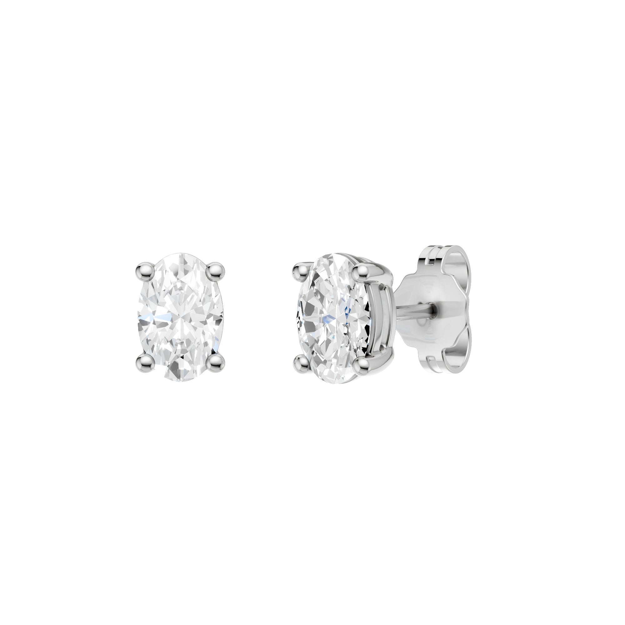Lab-diamant ørestikker oval 1,00 ct F/VS – 9K hvitt gull
