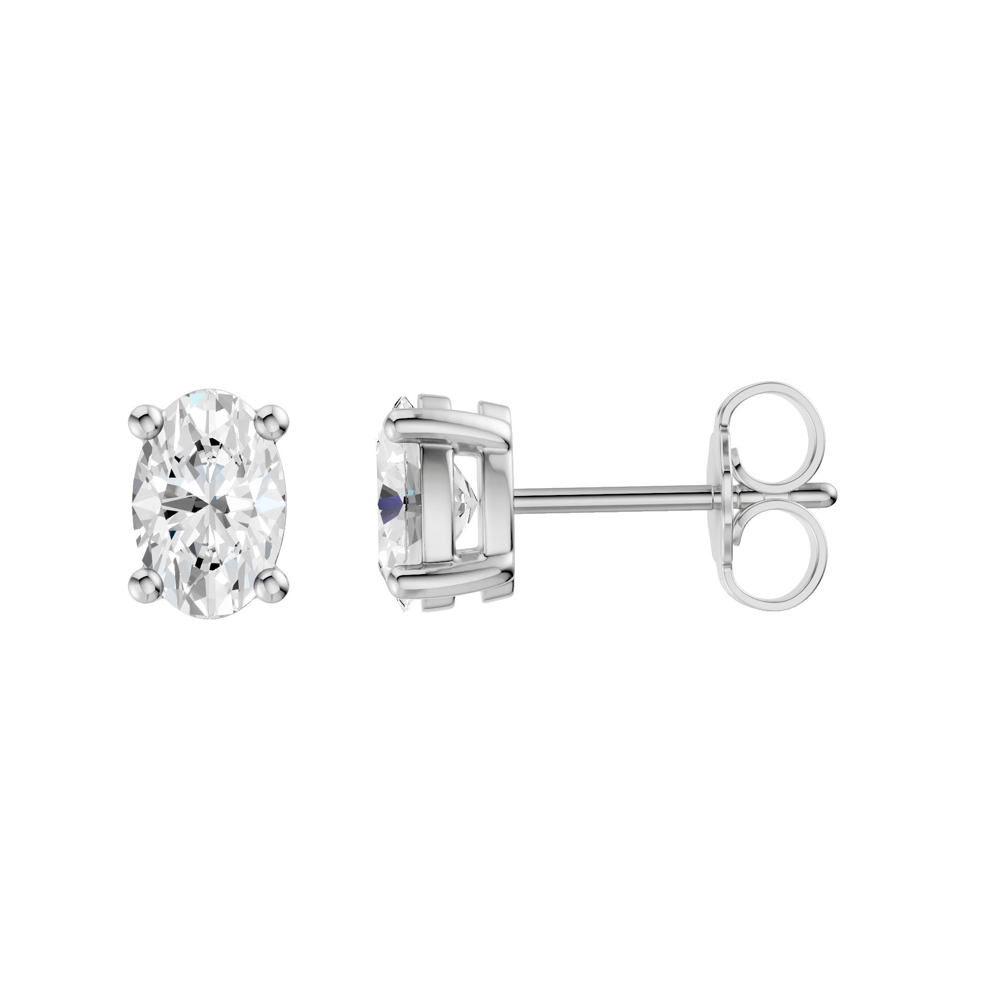 Lab-diamant ørestikker oval 1,00 ct F/VS – 9K hvitt gull