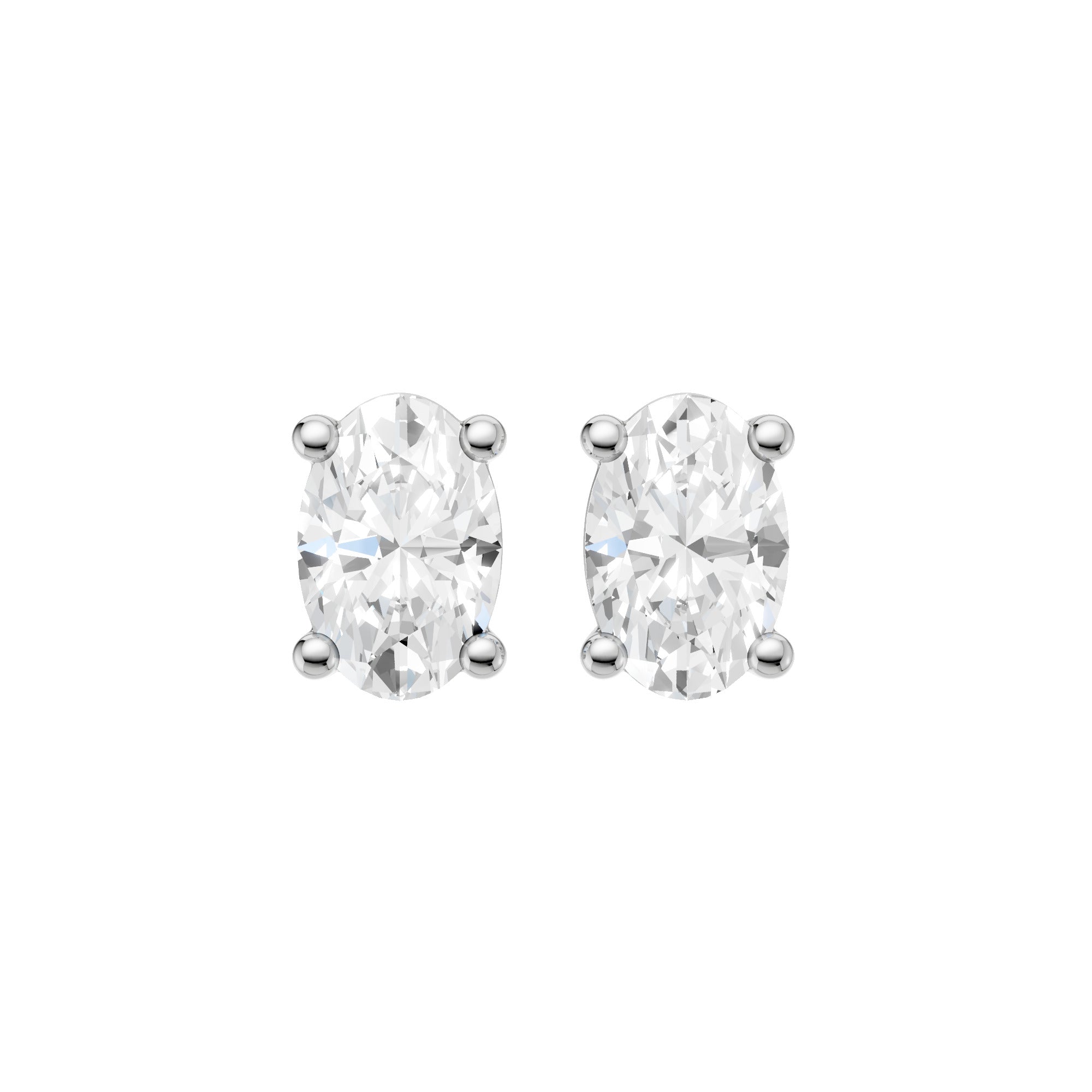 Lab-diamant ørestikker oval 1,00 ct F/VS – 9K hvitt gull