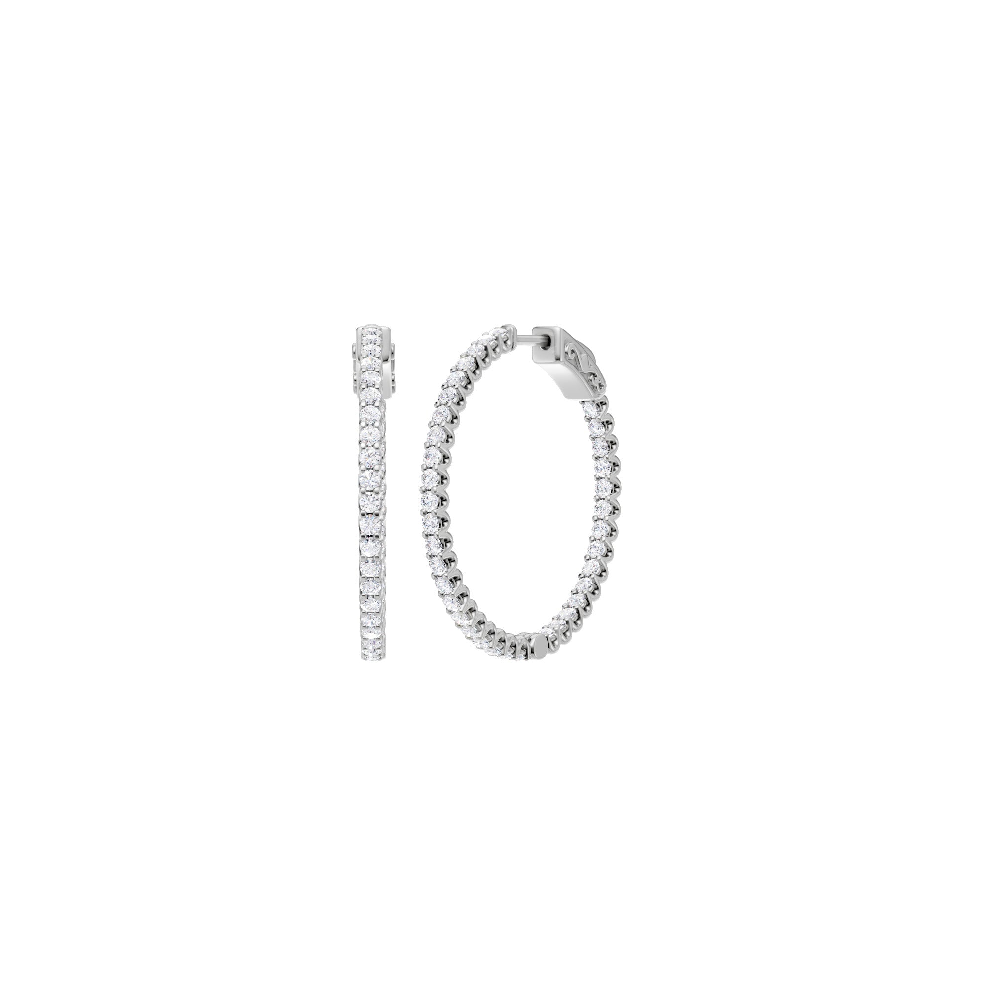 Lab-diamant creoler med pavé 1,00 ct F/VS – 9K hvitt gull