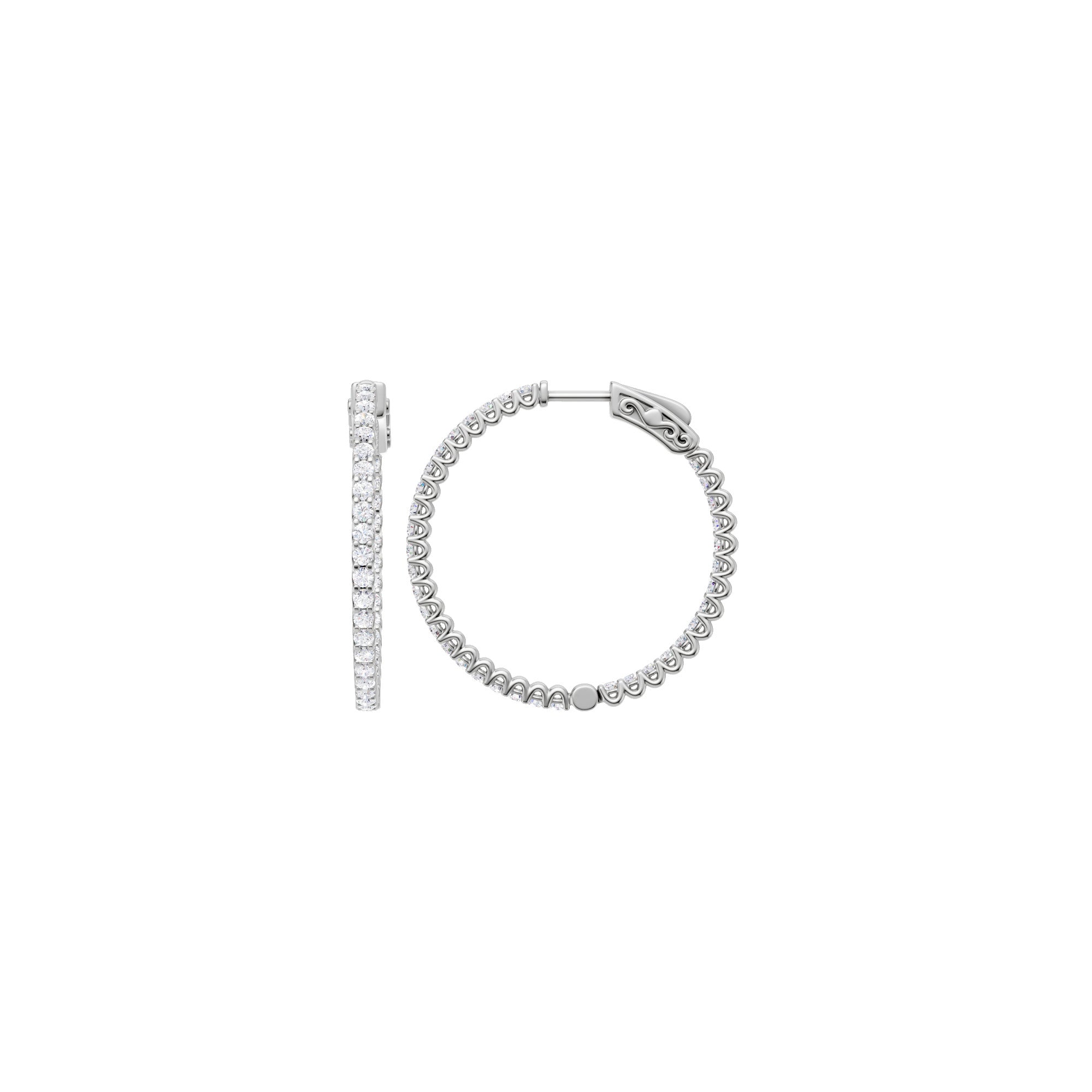 Lab-diamant creoler med pavé 1,00 ct F/VS – 9K hvitt gull