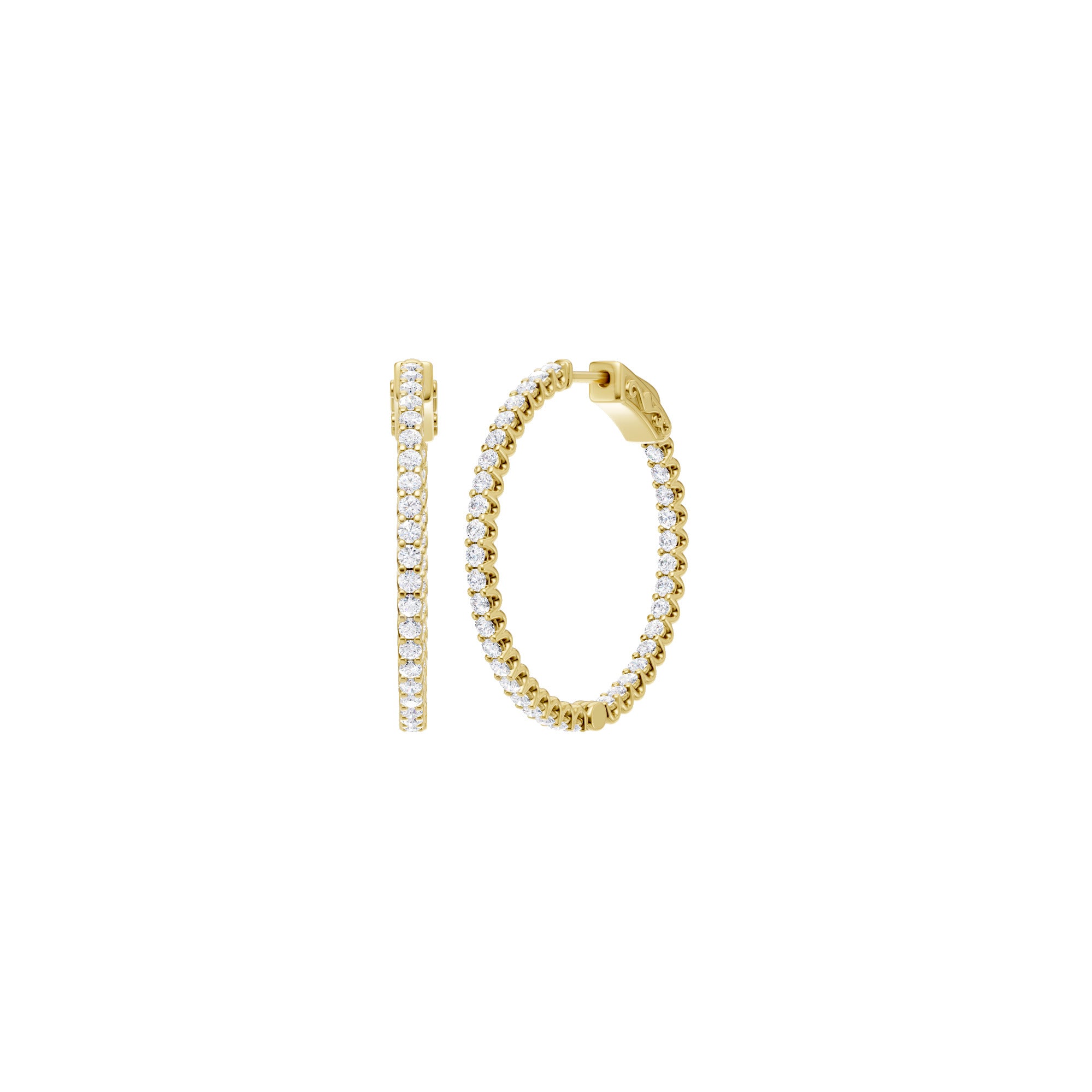 Lab-diamant creoler med pavé 1,00 ct F/VS – 9K gult gull