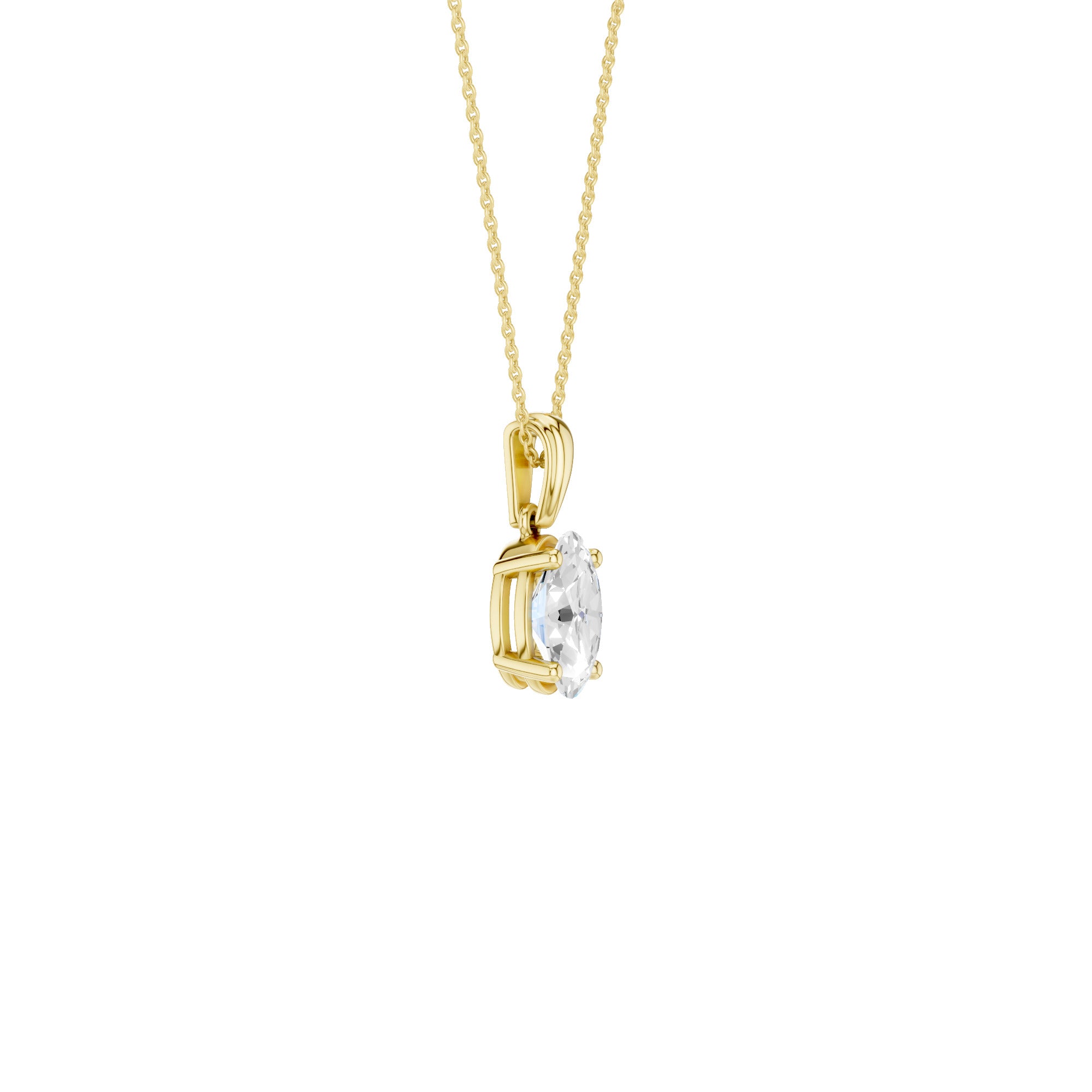 Lab-diamant anheng oval 0,75 ct F/VS – 9K gult gull