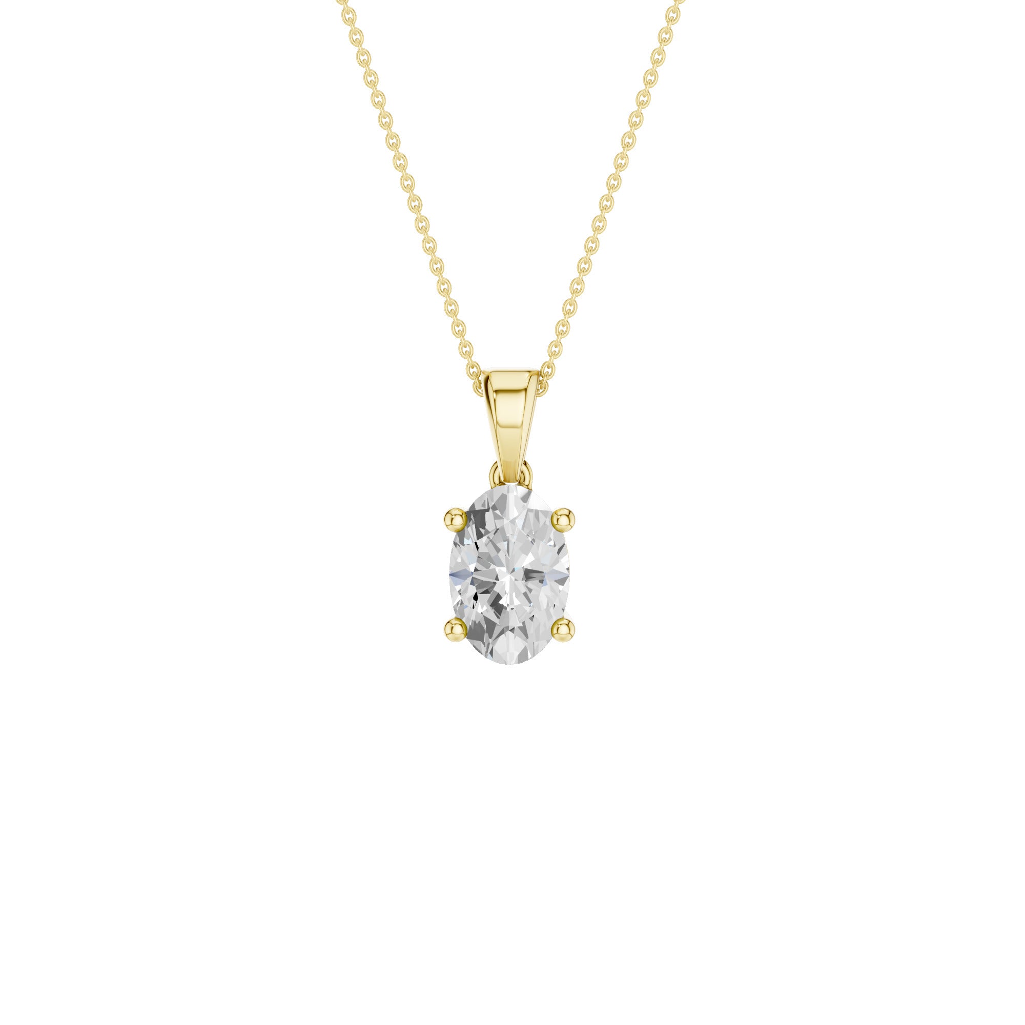 Lab-diamant anheng oval 1,00 ct F/VS – 9K gult gull