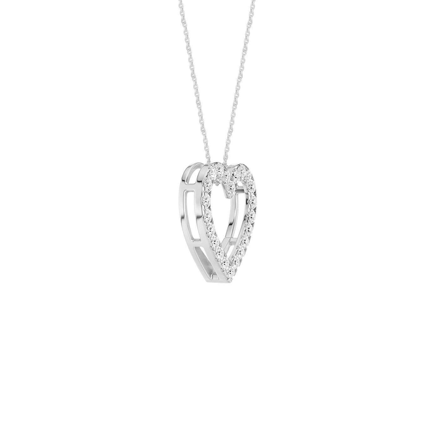 Lab-diamant hjerteanheng 0,50 ct F/VS – 9K hvitt gull