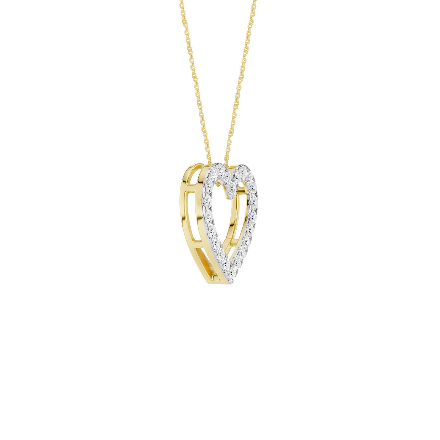 Lab-diamant hjerteanheng 0,50 ct F/VS – 9K gult gull