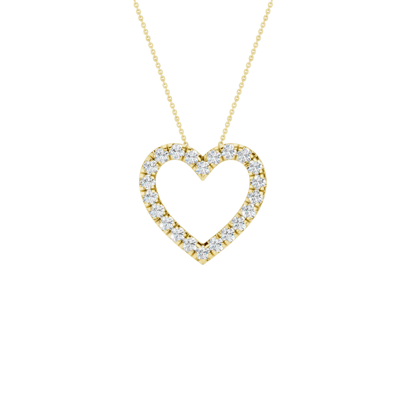 Lab-diamant hjerteanheng 0,75 ct F/VS – 9K gult gull