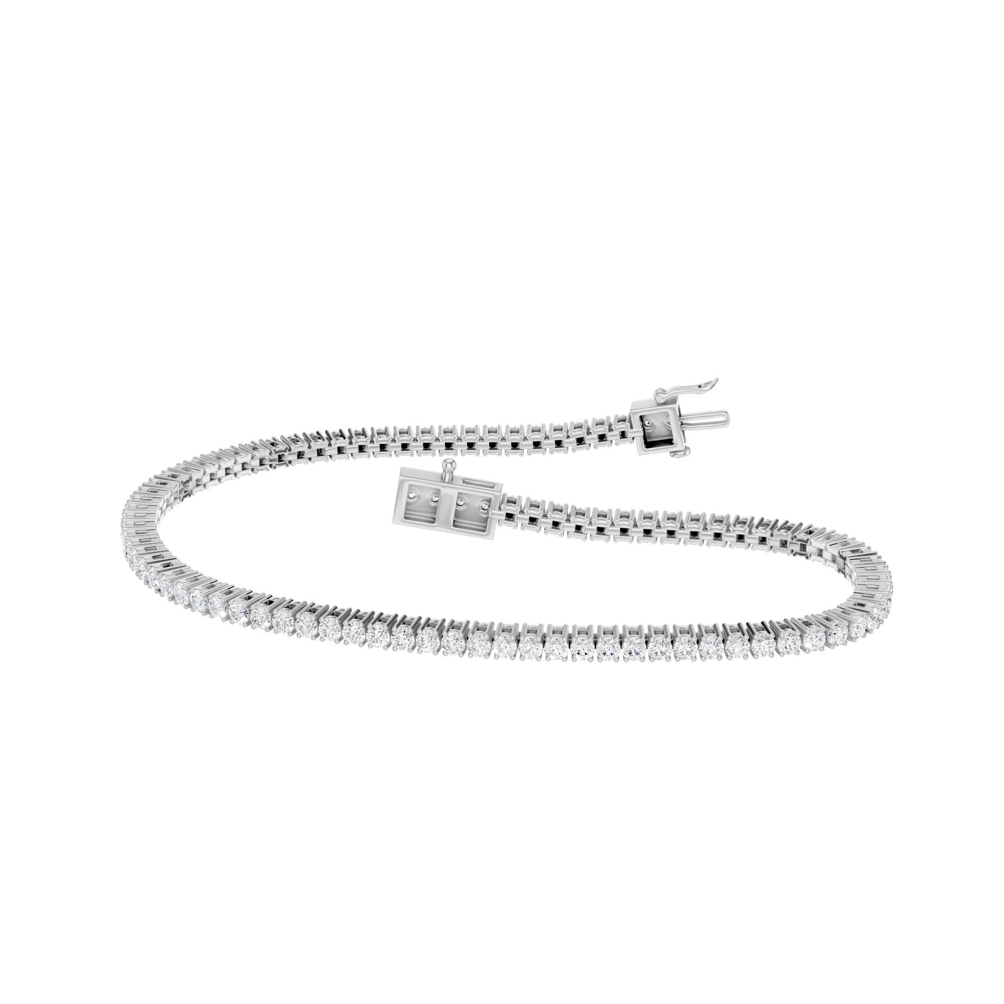 Tennisarmbånd 2,00 ct F/VS – 9K hvitt gull, sett skrått forfra