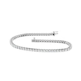 Tennisarmbånd 4,00 ct F/VS – 9K hvitt gull, sett skrått forfra