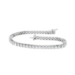 Tennisarmbånd 7,00 ct F/VS – 9K hvitt gull, sett skrått forfra