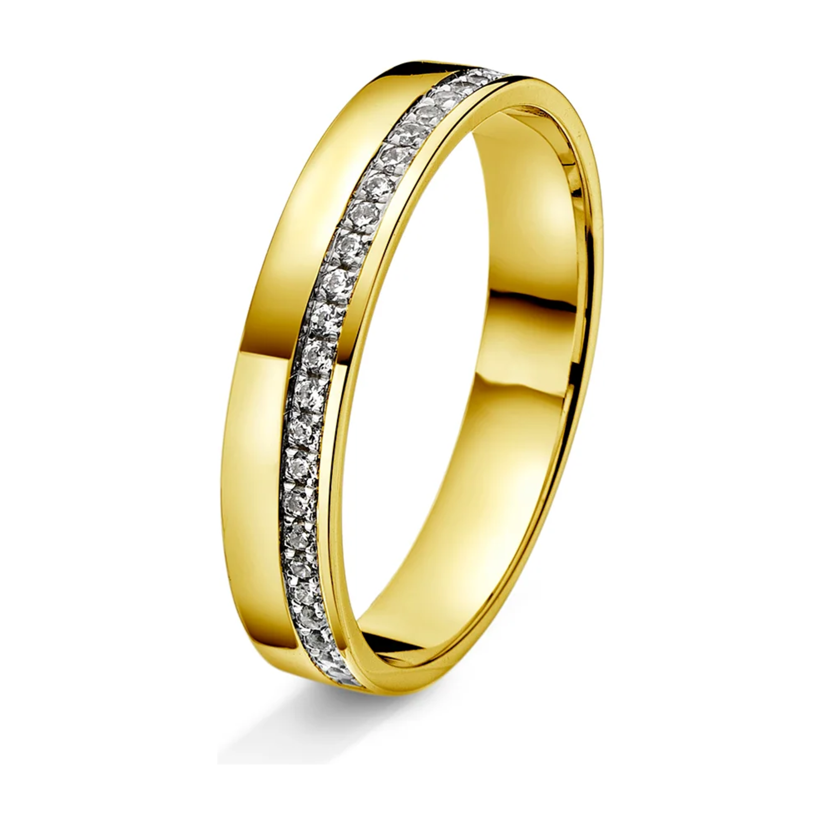 Amore giftering i gult/hvitt gull, 0,15 ct tw/si diamanter, 3.5mm – Diamanthuset