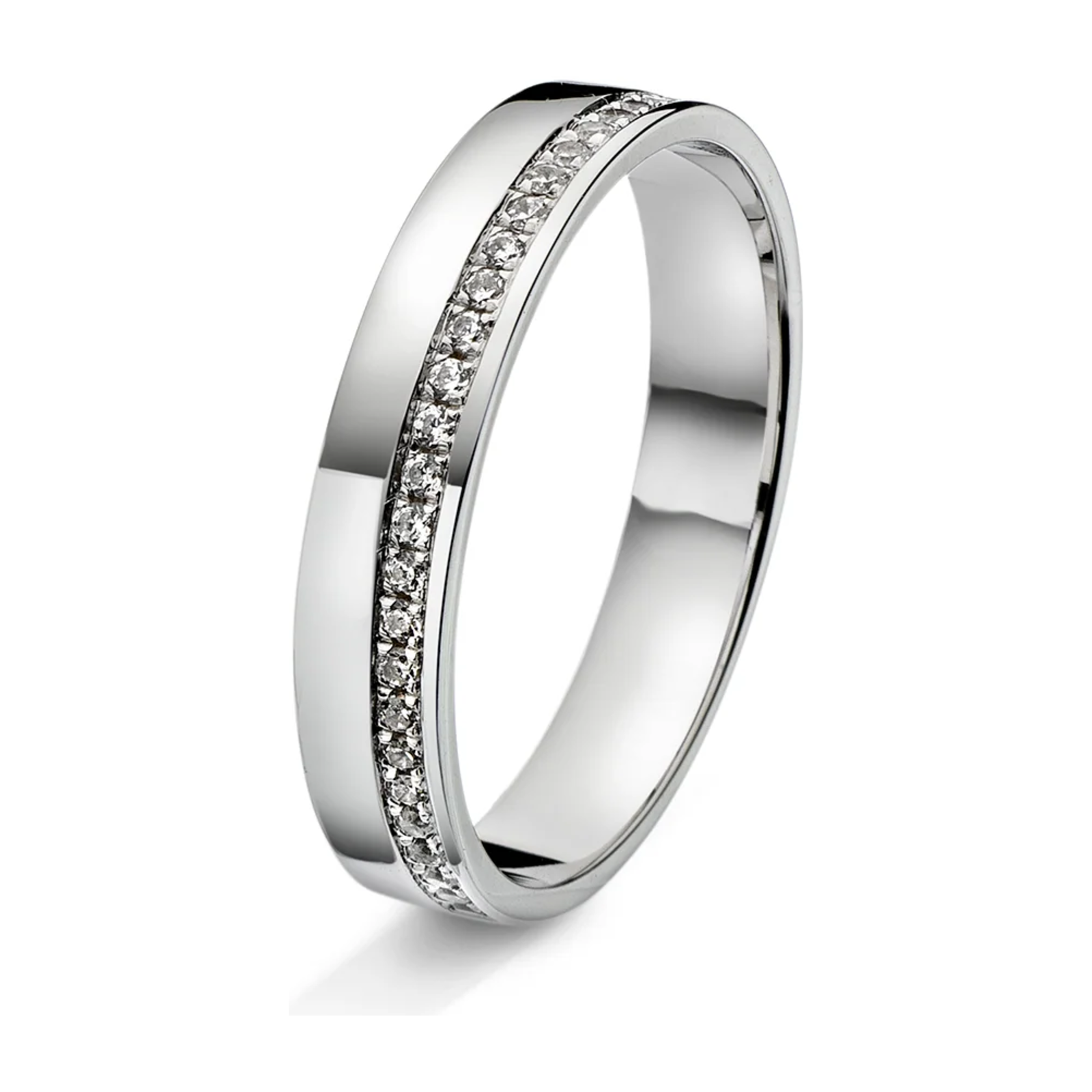 Amore giftering i gult/hvitt gull, 0,15 ct tw/si diamanter, 3.5mm – bilde 2 – Diamanthuset
