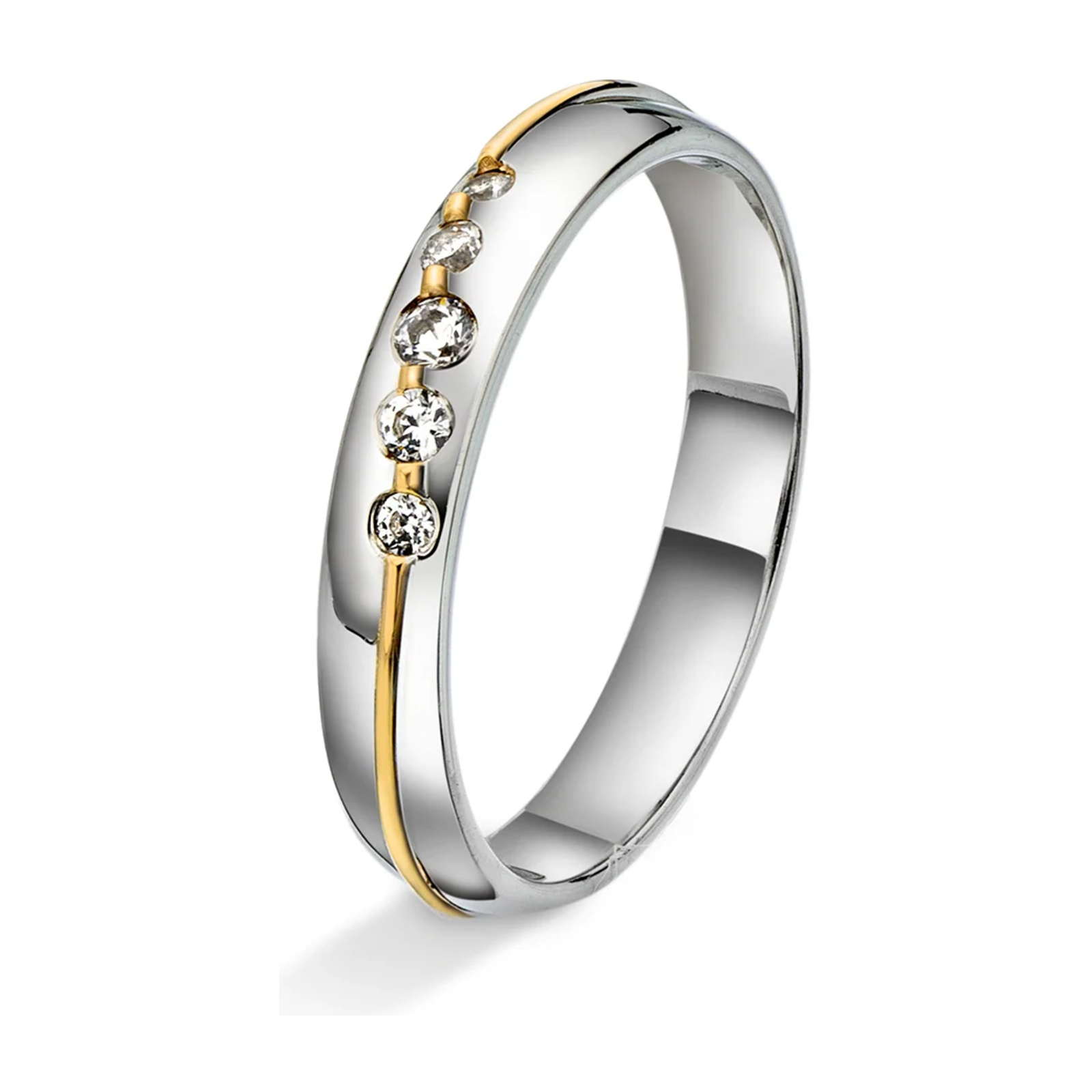 Amore giftering i tofarget gull, 0,14 ct tw/si diamanter, 3.5mm – Diamanthuset