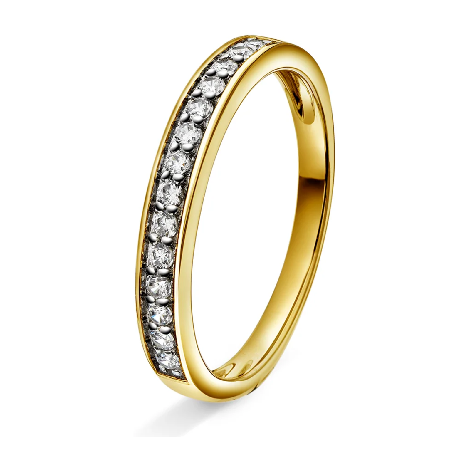 Amore giftering ring i gult/hvitt gull, en rekke, 0,20 ct tw/si diamanter – Diamanthuset