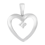 Diamant halssmykke hjerte hvitt gull 0.02ct TW/Si - Diamanthuset