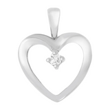 Diamant halssmykke hjerte hvitt gull 0.02ct TW/Si - Diamanthuset