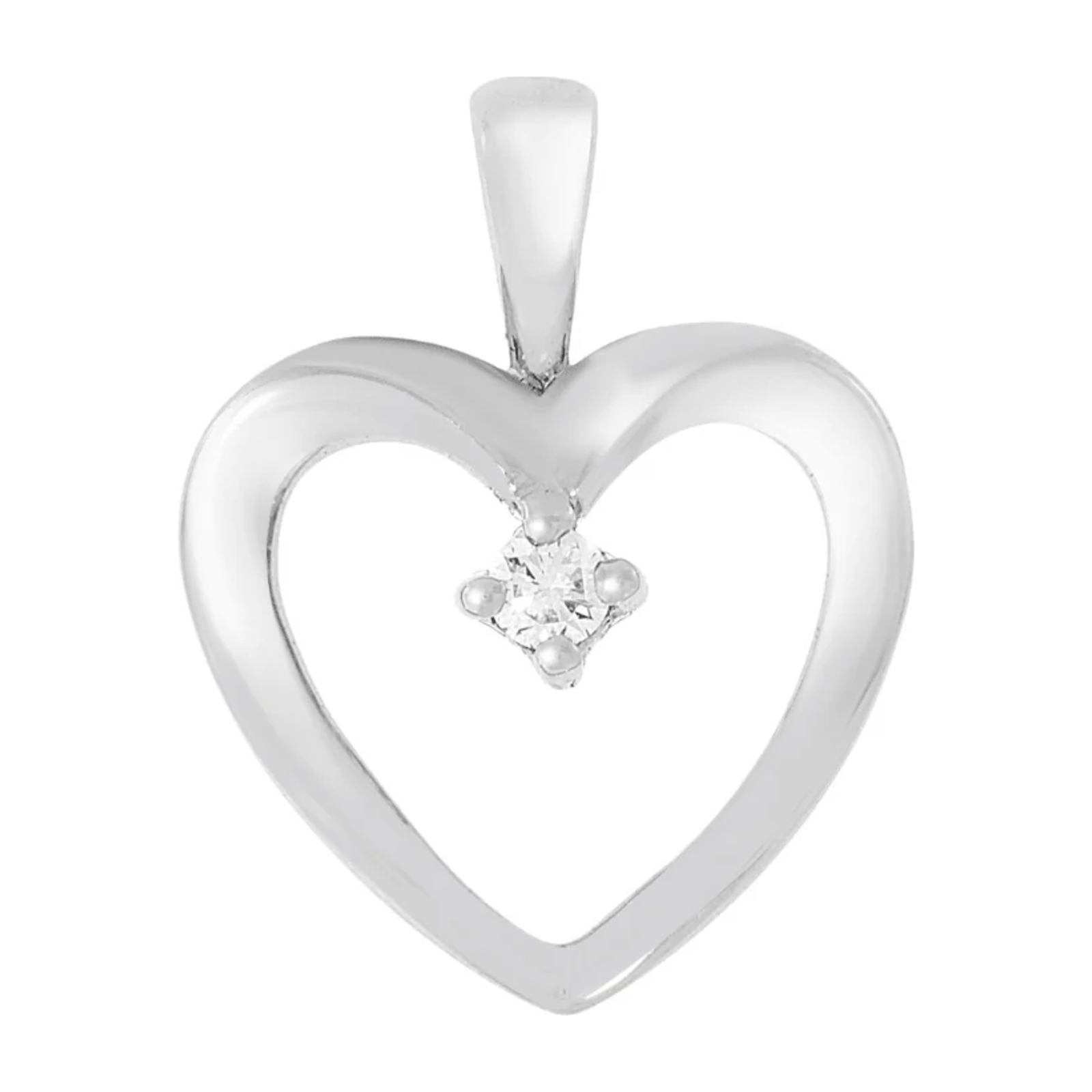 Diamant halssmykke hjerte hvitt gull 0.02ct TW/Si - Diamanthuset