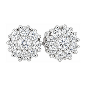 Diamantøredobber i 14kt (585) hvitt gull med rosett av 0,45 ct TW/SI diamanter