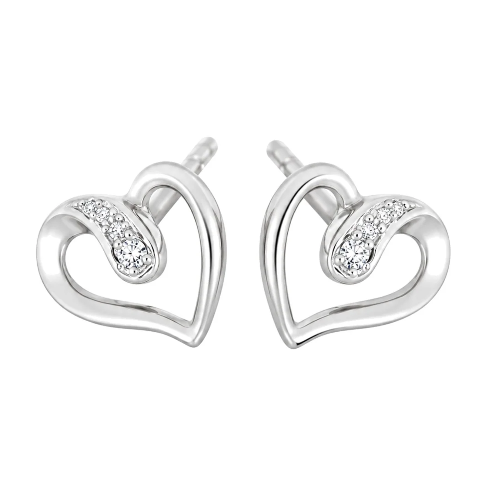 Diamantøredobber med hjerte i Gult/Hvitt Gull, 0,01 ct TW/SI – bilde 2 – Diamanthuset