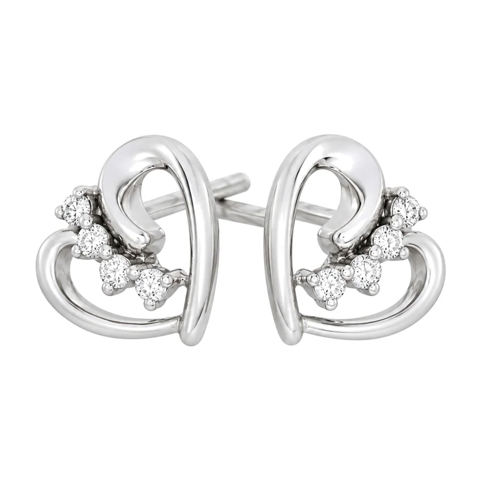 Diamantøredobber med hjerte i Gult/Hvitt Gull, 0,08 ct TW/SI – bilde 2 – Diamanthuset