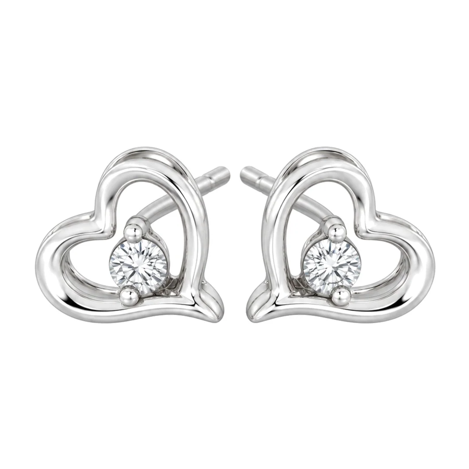 Diamantøredobber med hjerte i Gult/Hvitt Gull, 0,12 ct TW/SI – bilde 2 – Diamanthuset