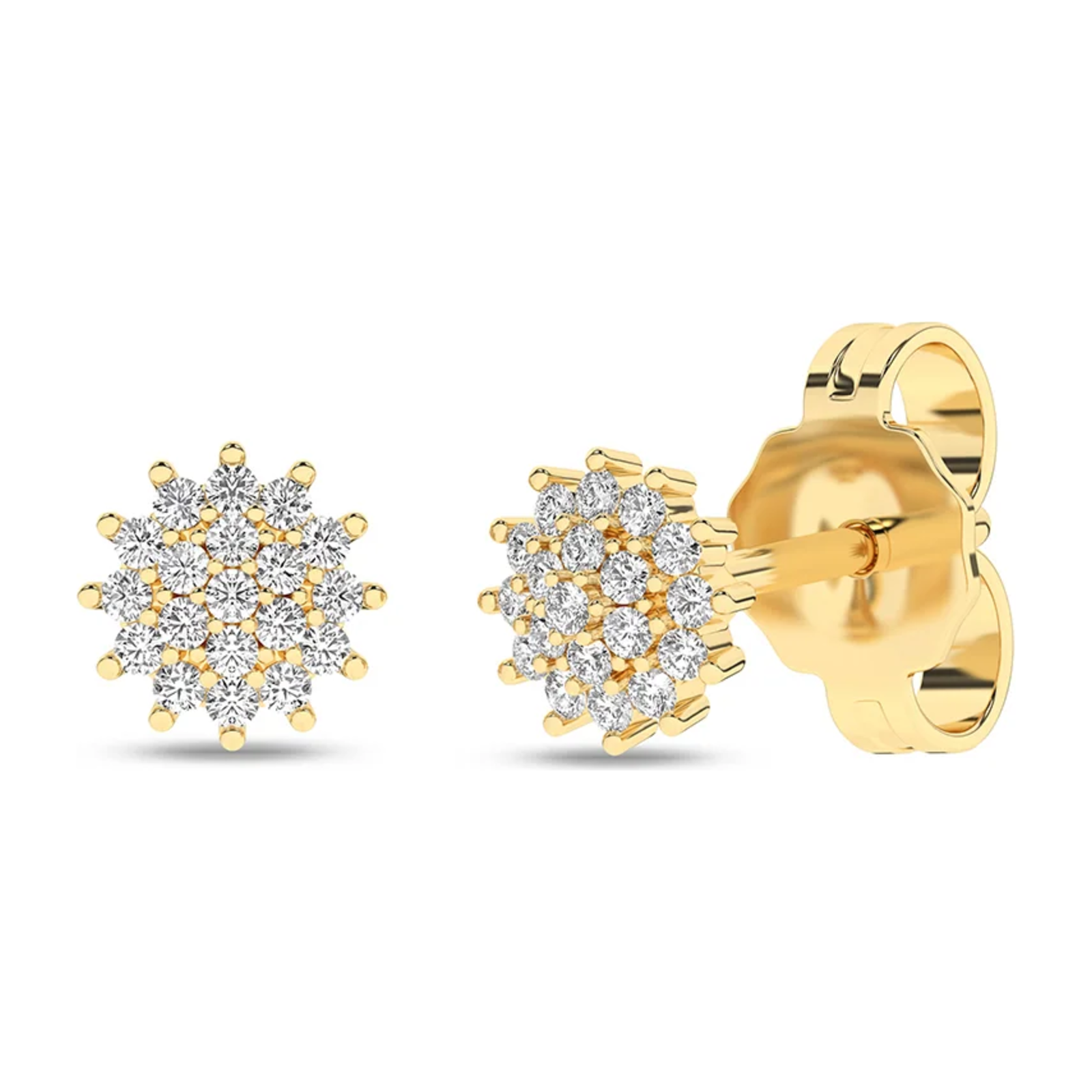 Diamantøredobber rosett i Hvitt/Gult Gull, 0,12 ct TW Si – bilde 7 – Diamanthuset
