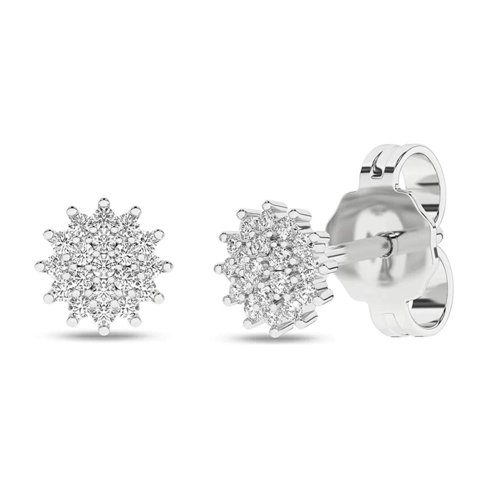 Diamantøredobber rosett i Hvitt/Gult Gull, 0,12 ct TW Si – Diamanthuset