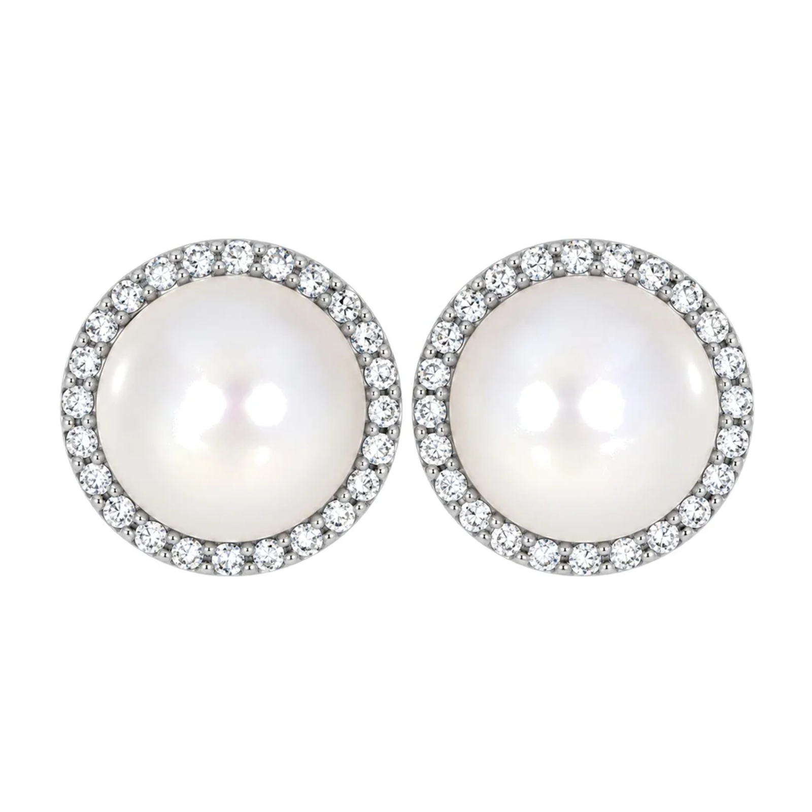 Diamantørepynt i 14kt Hvitt/Gult Gull,, 0,20 ct TW/SI Diamanter og 8mm Perle – bilde 2 – Diamanthuset