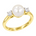 Diamantring i 14kt Gult/Hvitt Gull,, 0,10 ct TW/SI Diamanter og 8-8,5mm Perle – Diamanthuset
